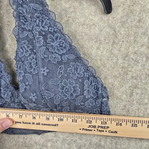 Gilly Hicks Lace Halter Bralette Gray Floral Lined Stretch - Picture 4 of 4
